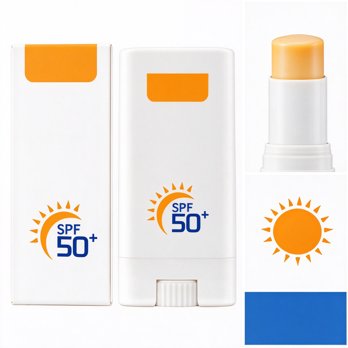 忙しい日の外出前に、手軽に紫外線対策を。SPF50+ 日焼け止めスティック｜太陽のようなオレンジと清潔感のあるホワイトで彩る、毎日のUVケア習慣