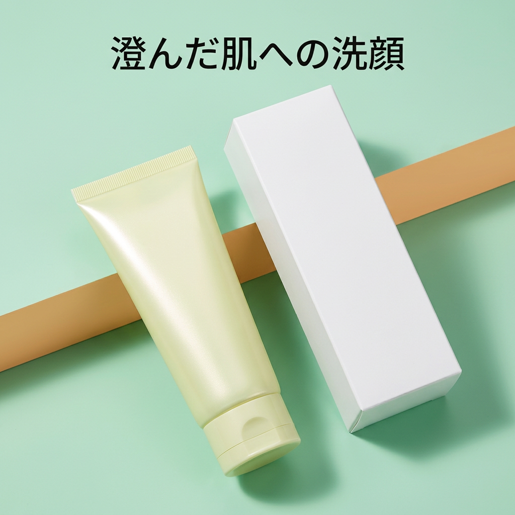 ミントとアプリコットの背景に配置した洗顔料
